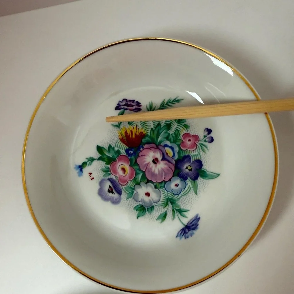 Antique Ch Field Haviland Limoges Berry‎ Bowls Set 5 Floral Gold Trim France